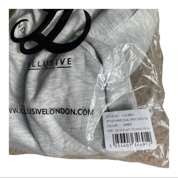 Illusive London Dual Crew Sweater - Grey Unisex - Picture 8 of 14
